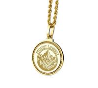 LKBEADS 925 Sterling Silver Celtic Triquetra Irish Trinity Knot Engraved Round 28mm Pendant Necklace Gold Plated Charm For Men & Women With 18 Inch Cable Handmade Jewelry |LK_ENGP_0612