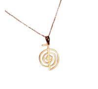 LKBEADS 925 Sterling Silver Cho Ku Rei Reiki Minimalist Pendant Necklace In Round Shape With 18 Inch Cable Chain Gold Plated Charm Meaningful Jewelry |LKD_3DM_00739