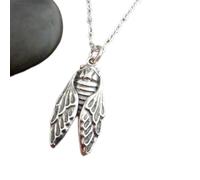 LKBEADS 925 sterling silver cicada necklace metamorphosis new change goal insect bug charm dainty delicate decorative wings jewelry everyday nature| with 18 inch chain |silver plated |LK_PNK_02533