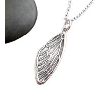 LKBEADS 925 sterling silver cicada wing necklace. metamorphosis change. realistic insect bug charm. dainty decorative nature entomologist jewelry| with 18 inch chain |silver plated |LK_PNK_03180