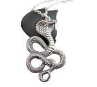 LKBEADS 925 sterling silver cobra snake necklace small reptile pendant spirit animal totem simple everyday jewelry healing protection charm gift | with 18 inch chain |silver plated |LK_PNK_03135