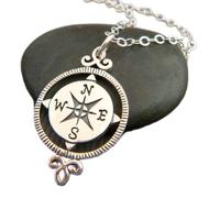 LKBEADS 925 sterling silver compass necklace small simple everyday jewelry north pendant directions travel charm graduation gift for traveler new grad| with 18 inch chain |silver plated |LK_PNK_02543