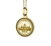 LKBEADS 925 Sterling Silver Corgi Dog Breed Engraved Round 28mm Pendant Necklace Gold Plated Charm For Men & Women With 18 Inch Cable Handmade Jewelry |LK_ENGP_0141