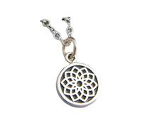 LKBEADS 925 sterling silver crown chakra necklace. small yoga charmyogi pendant gift simple zen dainty delicate everyday jewelry| with 18 inch chain |silver plated |LK_PNK_02974