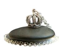 LKBEADS 925 sterling silver crown necklace.silver. small princess king queen crown charm whimsical pendant boho jewelry ornate unique gift for her| with 18 inch chain |silver plated |LKGP_02646