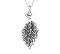 LKBEADS 925 sterling silver curved leaf necklace realistic |LK_NLC_02938 | charm small petite simple nature pendant woodland forest tree petite jewelry with 18 inch chain silver
