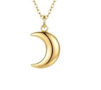 LKBEADS 925 Sterling Silver Curved Luna Pendant Necklace |LK5P_00822 | 12x19mm 18K Gold Plated Moon Minimalist Unisex Jewelry