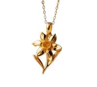 LKBEADS 925 Sterling Silver Daffodil Narcissus Flower 3D Minimalist Pendant Necklace In Fancy Shape With 18 Inch Cable Chain Gold Plated Charm Meaningful Jewelry |LKD_3DM_00171