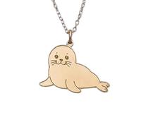 LKBEADS 925 Sterling Silver Dainty Seal Minimalist Pendant Necklace In Fancy Shape With 18 Inch Cable Chain Gold Plated Charm Meaningful Jewelry |LKD_3DM_00351