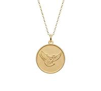 LKBEADS 925 Sterling Silver Dove Bird Pendant Necklace Gold |LK_NLC_01572 | plated round coin medallion necklace with 18 inch cable chain peace freedom faith symbol minimalist