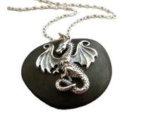 LKBEADS 925 sterling silver dragon wings necklace whimsical fairytale pendant small fantasy charm realistic mythical fairy tale jewelry unique gift| with 18 inch chain |silver plated |LK_PNK_02633