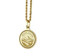 LKBEADS 925 Sterling Silver Empathy Chinese Character Engraved Round 28mm Pendant Necklace Gold Plated Charm For Men & Women With 18 Inch Cable Handmade Jewelry |LK_ENGP_0018