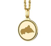 LKBEADS 925 Sterling Silver Engraved Central African Republic Map Round Medallion 25mm Pendant Necklace Gold Plated City Country Jewelry For Unisex Gift|LKN_MAP_01233