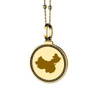 LKBEADS 925 Sterling Silver Engraved China Map Round Medallion 25mm Pendant Necklace Gold Plated City Country Travel Travler Jewellery Love Location For Men & Women Gift Jewelry |LK_EGMP_0157
