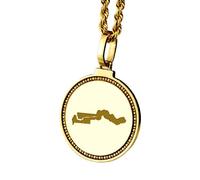 LKBEADS 925 Sterling Silver Engraved Gambia Map Round Medallion 25mm Pendant Necklace Gold Plated City Country Jewelry For Men & Women Gift |LKN_MAP_01208