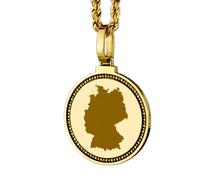 LKBEADS 925 Sterling Silver Engraved Germany Map Round Medallion 25mm Pendant Necklace Gold Plated City Country Travel Travler Jewellery Love Location For Men & Women Gift Jewelry |LK_EGMP_0132