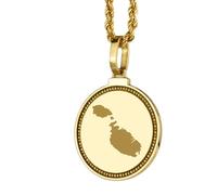 LKBEADS 925 Sterling Silver Engraved Malta Map Round Medallion 25mm Pendant Necklace Gold Plated City Country Travel Travler Jewellery Love Location For Men & Women Gift Jewelry |LK_EGMP_0119