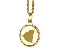 LKBEADS 925 Sterling Silver Engraved Nicaragua Map Round Medallion 25mm Pendant Necklace Gold Plated City Country Travel Travler Jewellery Love Location For Men & Women Gift Jewelry |LK_EGMP_0024