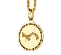 LKBEADS 925 Sterling Silver Engraved Panama Map Round Medallion 25mm Pendant Necklace Gold Plated City Country Travel Travler Jewellery Love Location For Men & Women Gift Jewelry |LK_EGMP_0056