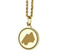 LKBEADS 925 Sterling Silver Engraved Rwanda Map Round Medallion 25mm Pendant Necklace Gold Plated City Country Travel Travler Jewellery Love Location For Men & Women Gift Jewelry |LK_EGMP_0079