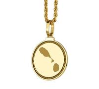 LKBEADS 925 Sterling Silver Engraved Saint Kitts & Nevis Map Round Medallion 25mm Pendant Necklace Gold Plated City Country Jewelry For Men & Women Gift |LKN_MAP_01103
