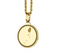 LKBEADS 925 Sterling Silver Engraved Saint Vincent Map Round Medallion 25mm Pendant Necklace Gold Plated City Country Travel Travler Jewellery Love Location For Men & Women Gift Jewelry |LK_EGMP_0031