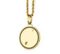LKBEADS 925 Sterling Silver Engraved Sao Tome Map Round Medallion 25mm Pendant Necklace Gold Plated City Country Travel Travler Jewellery Love Location For Men & Women Gift Jewelry |LK_EGMP_0070