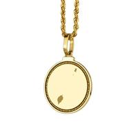 LKBEADS 925 Sterling Silver Engraved Sao Tome Map Round Medallion 25mm Pendant Necklace Gold Plated City Country Jewelry For Men & Women Gift |LKN_MAP_01144