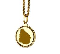 LKBEADS 925 Sterling Silver Engraved Uruguay Map Round Medallion 25mm Pendant Necklace Gold Plated City Country Travel Travler Jewellery Love Location For Men & Women Gift Jewelry |LK_EGMP_0058