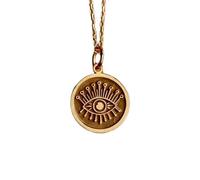 LKBEADS 925 Sterling Silver Evil Eye Pendant Necklace Gold |LK_NLC_01403 | plated 24mm round medallion necklace with 18 inch cable chain engraved protection coin pendant jewelry