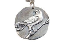 LKBEADS 925 sterling silver falcon necklace. small bird of prey graduation grad gift rustic spirit animal charm wisdom vision strength symbol| with 18 inch chain |silver plated |LK_PNK_03077