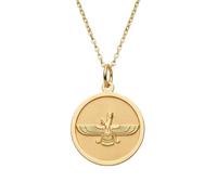 LKBEADS 925 Sterling Silver Faravahar Pendant Necklace Gold |LK_NLC_00947 | plated round persian symbol disc charm necklace with 18 inch cable chain spiritual heritage jewelry gift