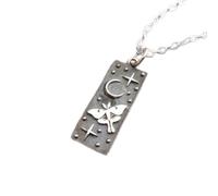 LKBEADS 925 sterling silver flying luna moth under crescent moon and stars necklace. dainty insect charm. mystical night creature nature gift | with 18 inch chain |silver plated |LK_PNK_02518