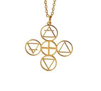 LKBEADS 925 Sterling Silver Four Elements Minimalist Pendant Necklace In Fancy Shape With 18 Inch Cable Chain Gold Plated Charm Meaningful Jewelry |LKD_3DM_00947
