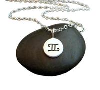 LKBEADS 925 sterling silver gemini necklace. smallzodiac star sign astrological astrology symbol pendant. simple charm everyday jewelry| with 18 inch chain |silver plated |LK_PNK_02730