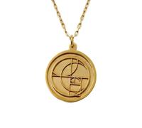 LKBEADS 925 Sterling Silver Gold Plated Golden Ratio Spiral |LK_NLC_01513 | pendant necklace 22mm round sacred geometry medallion with 18 inch cable chain mathematical symbol