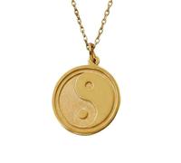 LKBEADS 925 Sterling Silver Gold Plated Yin Yang Pendant |LK_NLC_01584 | necklace 22mm round balance harmony symbol medallion with 18 inch cable chain meaningful jewelry gift for