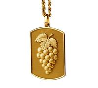 LKBEADS 925 Sterling Silver Grape 3D Pendant Necklace In Rectangle Shape With 18 Inch Cable Chain Gold Plated Charm Meaningful Jewelry |LKD_3DM_00127