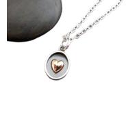 LKBEADS 925 sterling silver heart in frame necklace. small mixed metal boho bohemian pendant. love charm. delicate petite dainty gift| with 18 inch chain |two tone plated |LKGP_02832