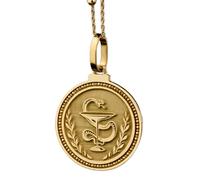 LKBEADS 925 Sterling Silver Hebre T Tav Alphabet Jewish Symbol Engraved Round 28mm Pendant Necklace Gold Plated Charm For Men & Women With 18 Inch Cable Handmade Jewelry |LK_ENGP_0451