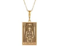 LKBEADS 925 Sterling Silver High Priestess Pendant Necklace |LK5P_01349 | 20x20mm 18K Gold Plated Intuition Amulet Engraving Unisex Jewelry