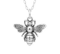 LKBEADS 925 sterling silver honey bee necklace side honeybee |LK_NLC_03173 | realistic animal spirit totem small delicate everyday jewelry petite good luck charm 1 with 18 inch