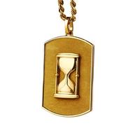 LKBEADS 925 Sterling Silver Hourglass Dog Tag 3D Pendant Necklace In Rectangle Shape With 18 Inch Cable Chain Gold Plated Charm Meaningful Jewelry |LKD_3DM_00117