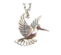 LKBEADS 925 sterling silver hummingbird necklace small realistic bird pendant spirit totem dainty delicate petite joy life symbol animal charm| with 18 inch chain |silver plated |LK_PNK_03136