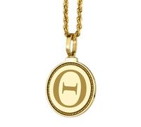 LKBEADS 925 Sterling Silver Kanji Harmony Engraved Round 28mm Pendant Necklace Gold Plated Charm For Men & Women With 18 Inch Cable Handmade Jewelry |LK_ENGP_0076
