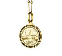 LKBEADS 925 Sterling Silver Kanji Moral Virtue Engraved Round 28mm Pendant Necklace Gold Plated Charm For Men & Women With 18 Inch Cable Handmade Jewelry |LK_ENGP_0378