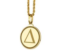 LKBEADS 925 Sterling Silver Kanji Snake Engraved Round 28mm Pendant Necklace Gold Plated Charm For Men & Women With 18 Inch Cable Handmade Jewelry |LK_ENGP_0077