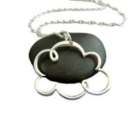 LKBEADS 925 sterling silver largecloud necklace. small whimsical wire pendant. air element dream simple girly charm. fun jewelry gift for her | with 18 inch chain |silver plated |LK_PNK_02687