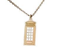 LKBEADS 925 Sterling Silver London Phone Booth Minimalist Pendant Necklace In Rectangle Shape With 18 Inch Cable Chain Gold Plated Charm Meaningful Jewelry |LKD_3DM_00500