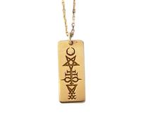 LKBEADS 925 Sterling Silver Lucifer Sigil Pentagram Minimalist Pendant Necklace In Rectangle Shape With 18 Inch Cable Chain Gold Plated Charm Meaningful Jewelry |LKD_3DM_00269